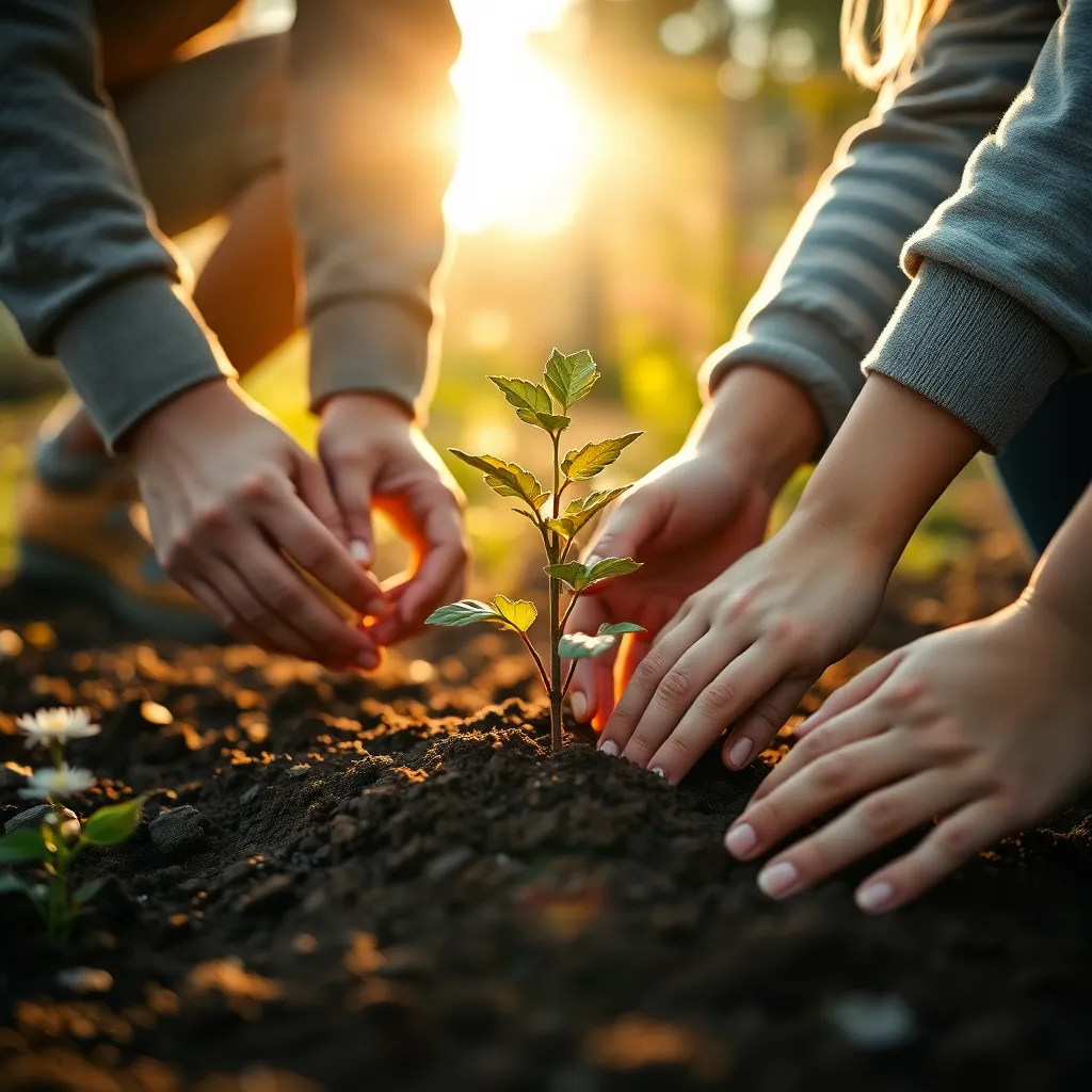 Family Planting a Tree Together