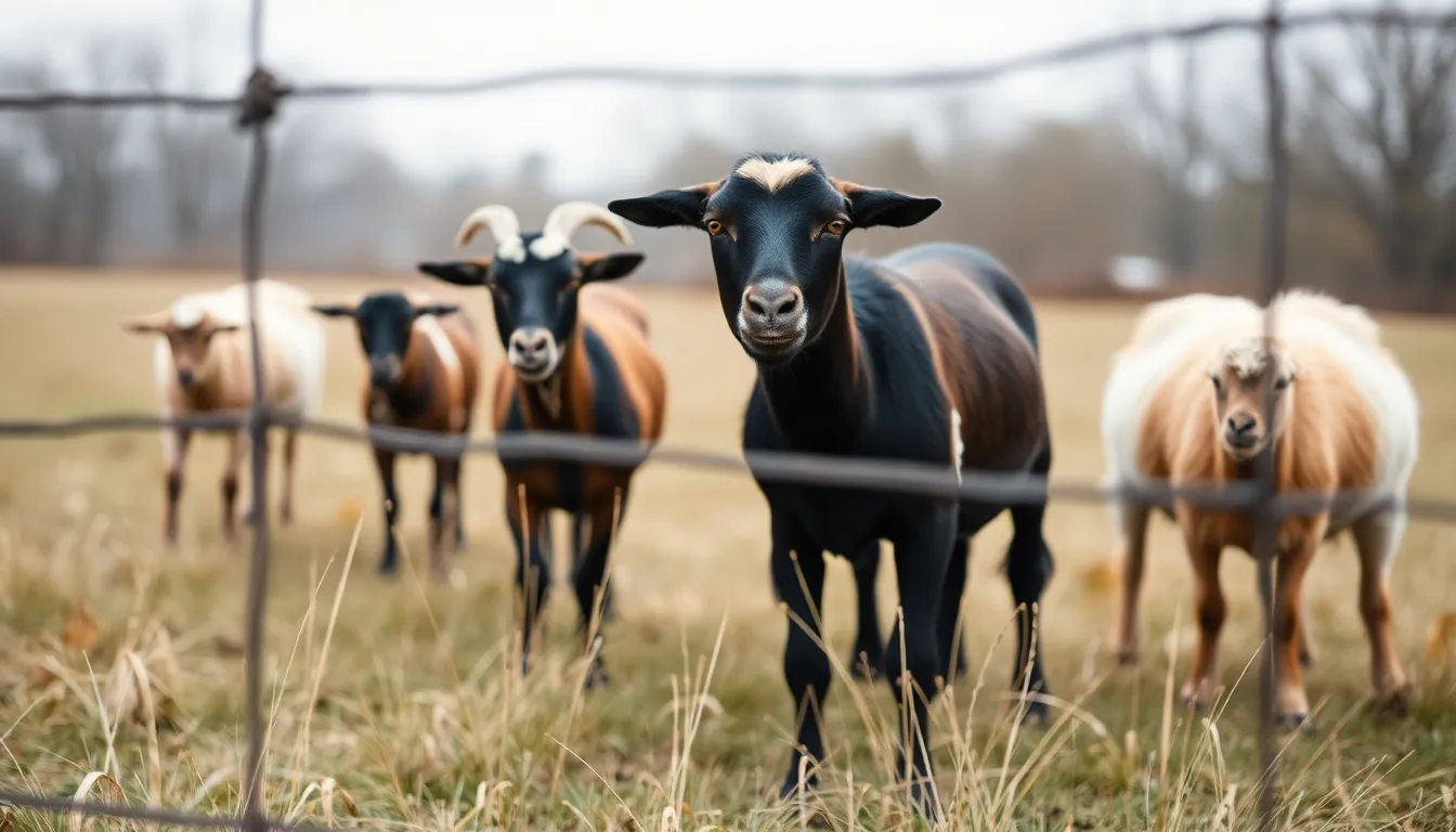 Playful Goats in a Grassy Field This playful scene features two goats frolicking in a lush green field, framed by a rustic wooden fence. The soft, diffused daylight accentuates their playful expressions and the smooth textures of their coats. The shallow depth of field blurs the background, drawing the viewer's attention to the lively interaction between the goats, evoking a sense of joy and tranquility in a pastoral setting.