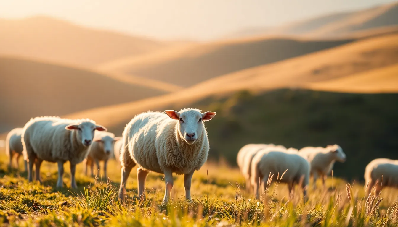 Sheep Grazing on a Hillside