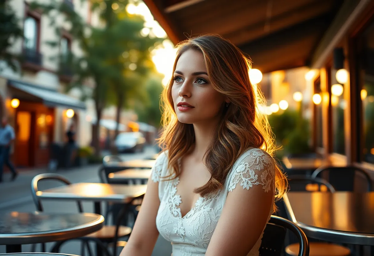 Elegant Woman at Outdoor Café