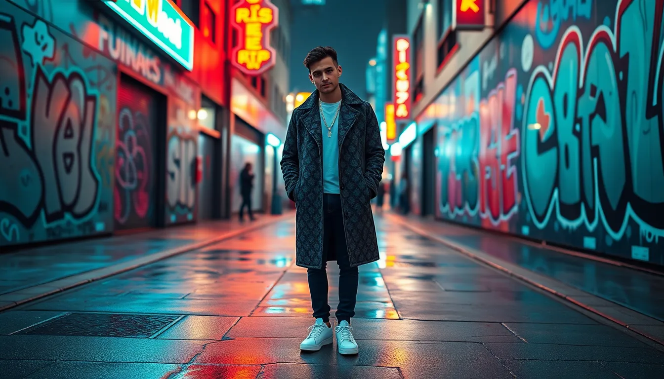 Urban Fashion Against Graffiti Backdrop