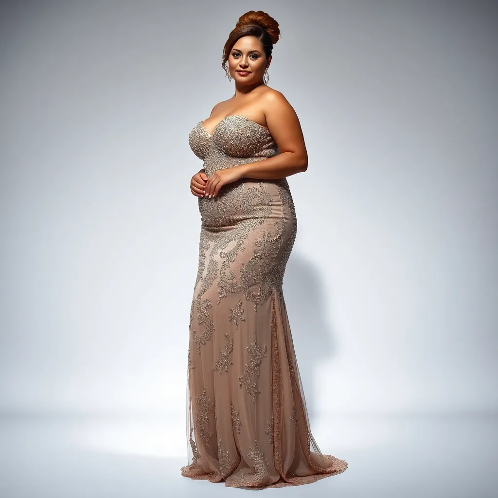 Empowered Plus-Size Woman in Evening Gown