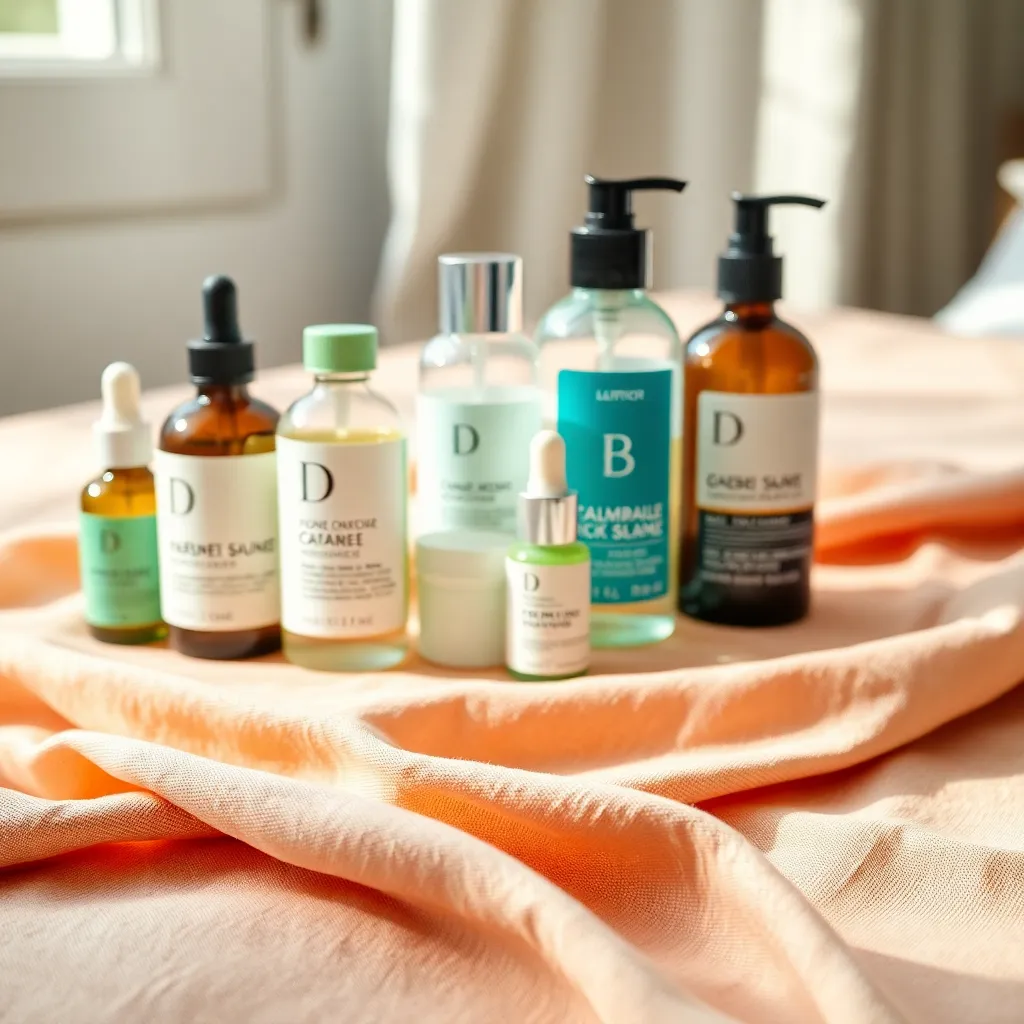 Flat Lay of Skincare Products by Influencer