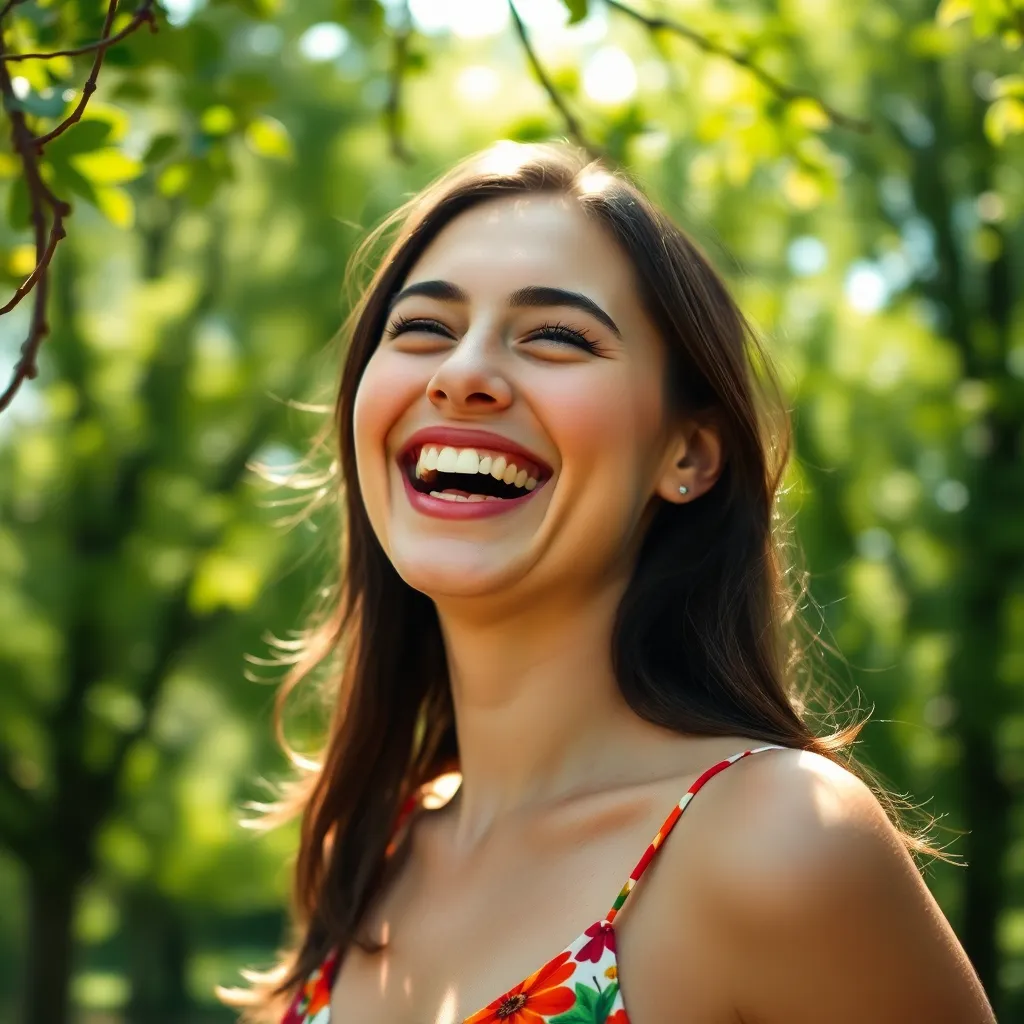 Joyful Candid Moment of Influencer Outdoors