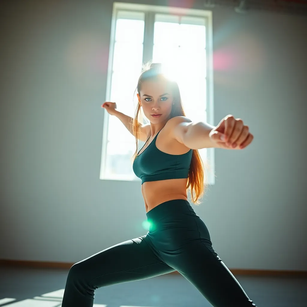 Energetic Female Model in Sporty Attire