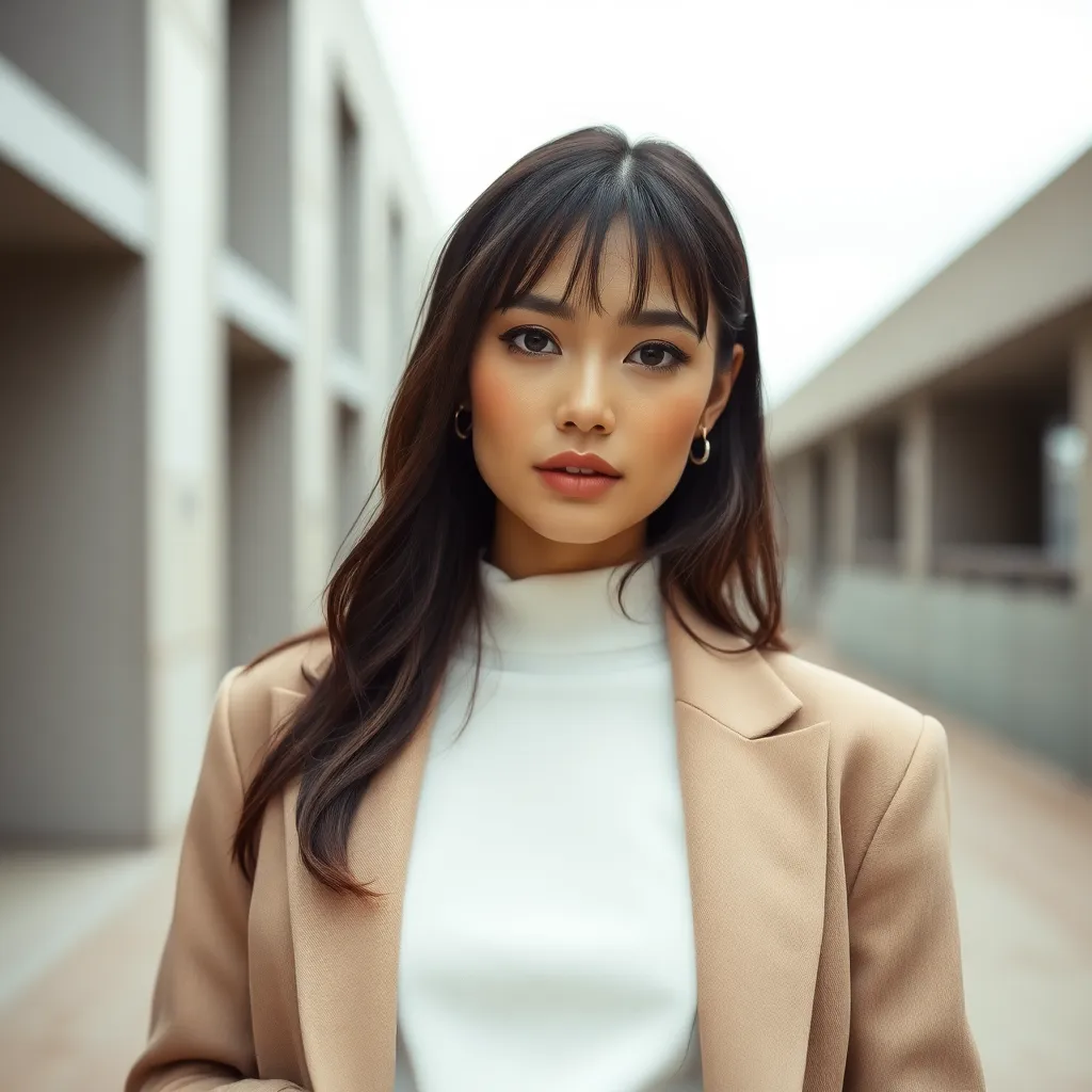 Chic Female Model in Pastel Fashion