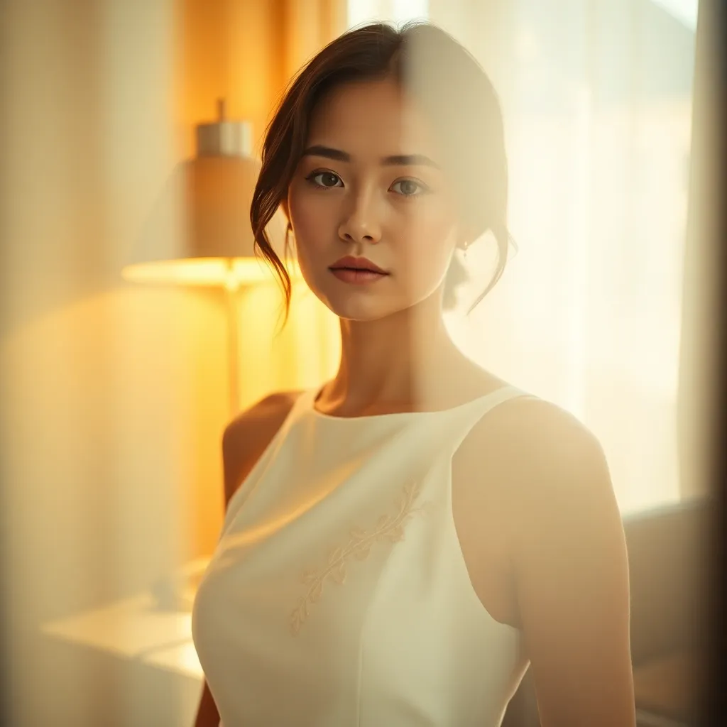 Serene Female Model in Minimalist Fashion