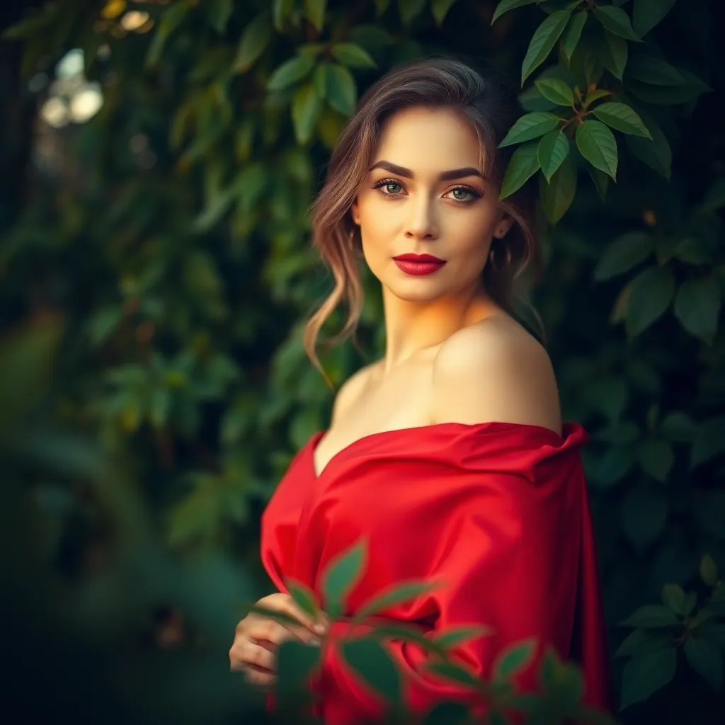 Elegant Female Model in Silk Gown