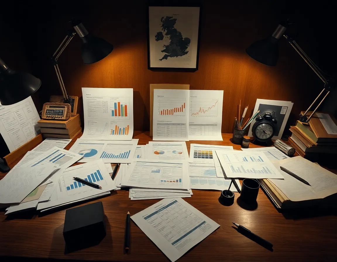 Financial Documents on Oak Desk