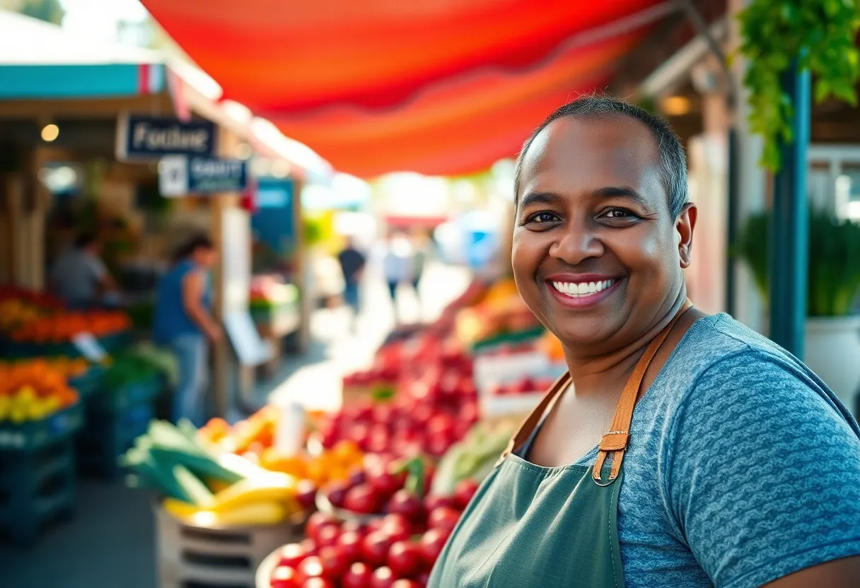 Vibrant Farmer's Market Vendor