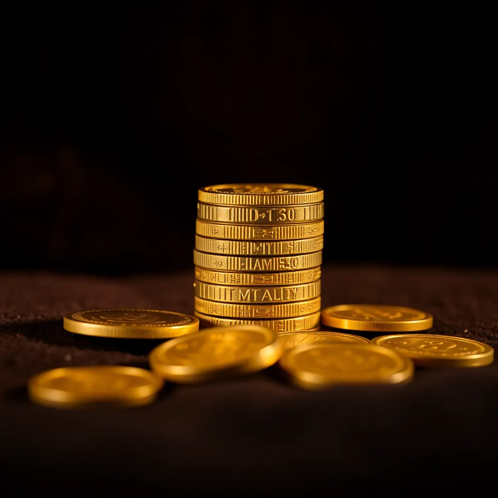 Gold Coins on Velvet Background