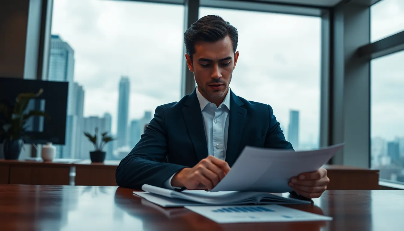 Professional Male Reviewing Financial Documents