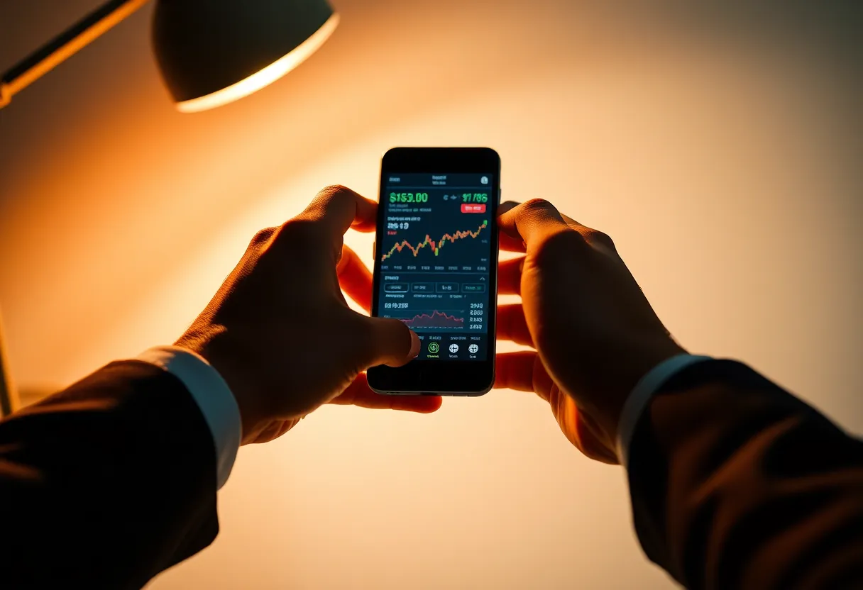 Investor Analyzing Stock Market on Smartphone