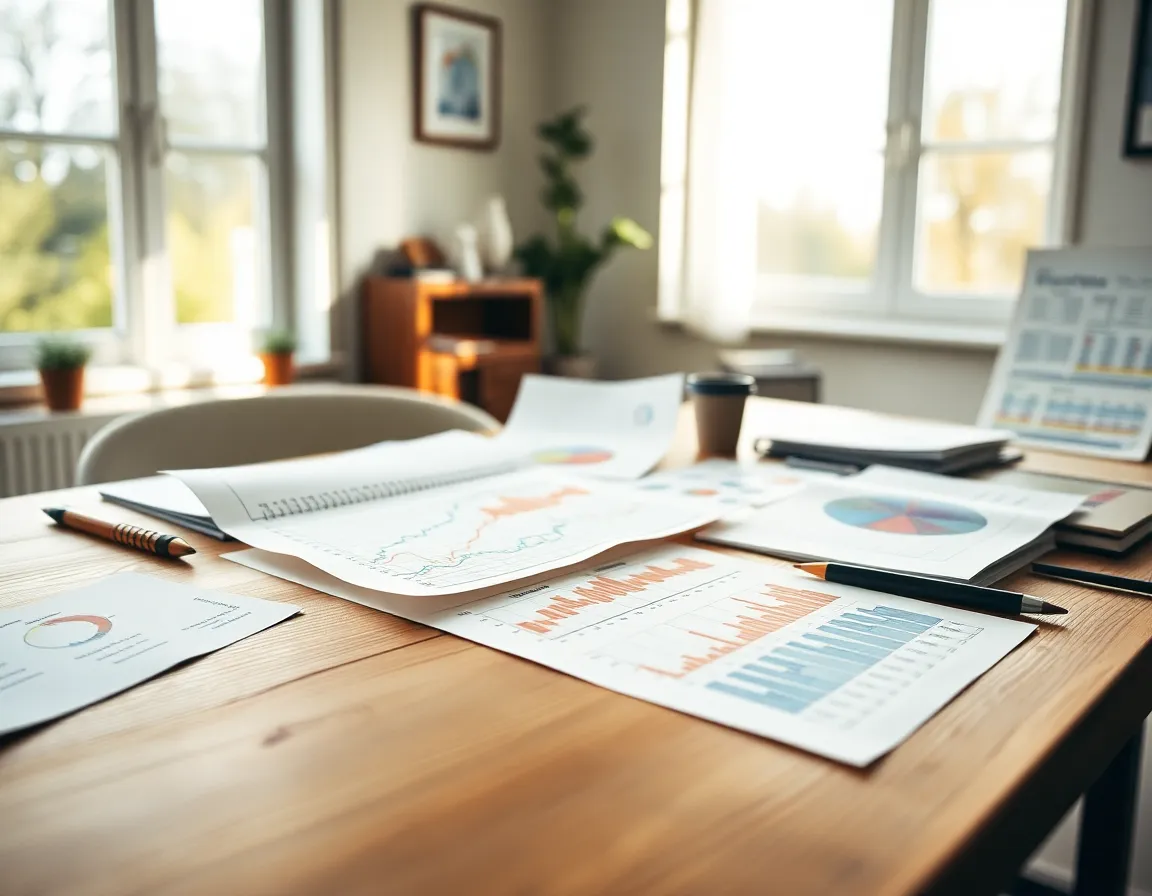 Creative Workspace with Financial Charts