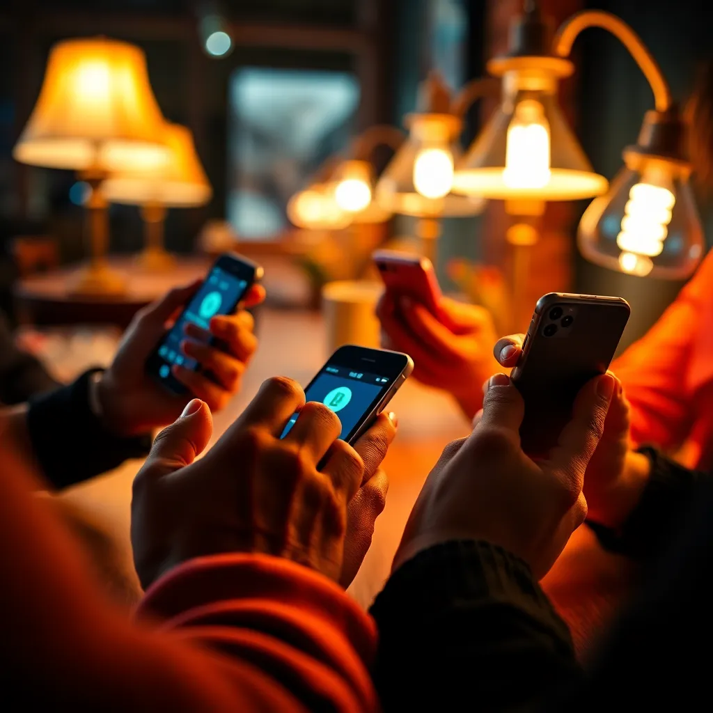 Diverse Hands Using Fintech Apps