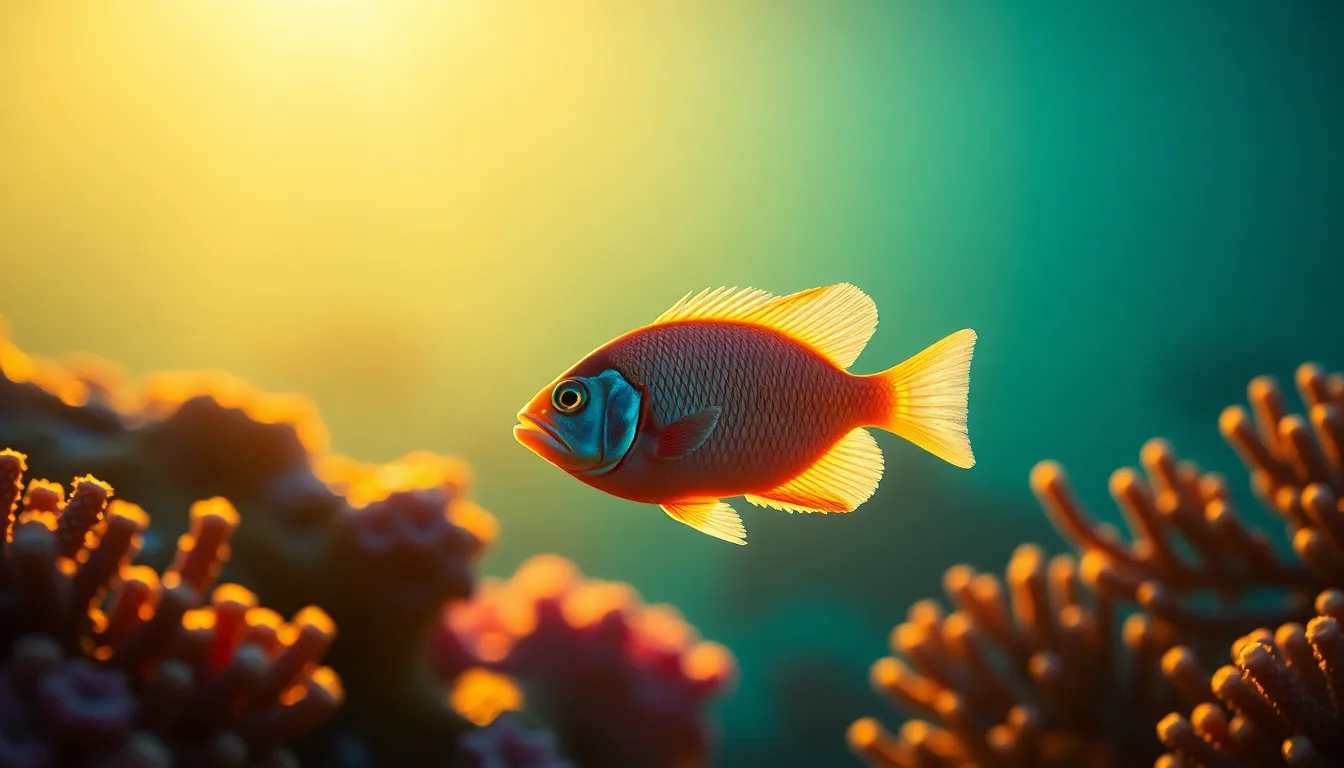 Pet Fish Among Vibrant Coral