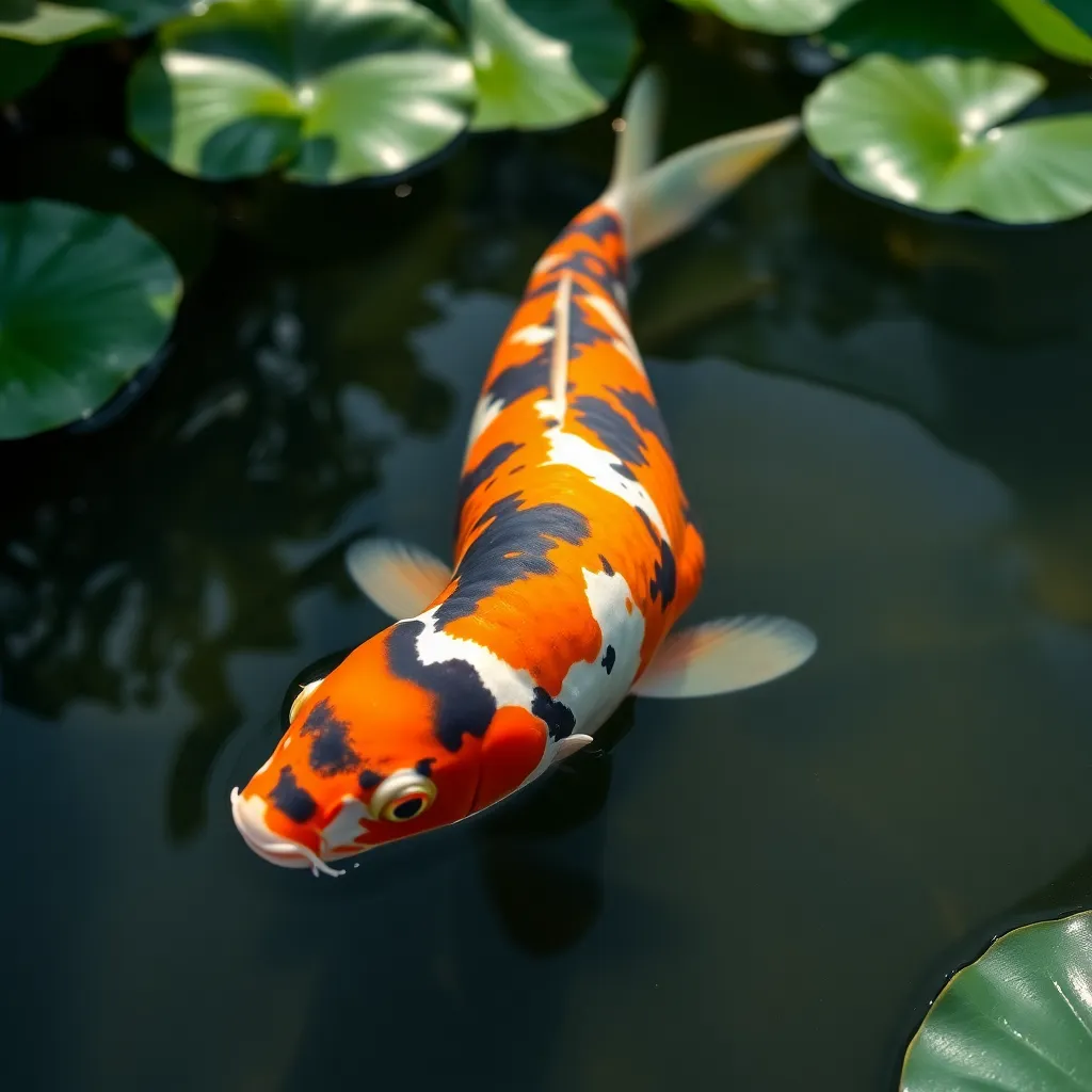 Elegant Koi Fish in Serene Pond