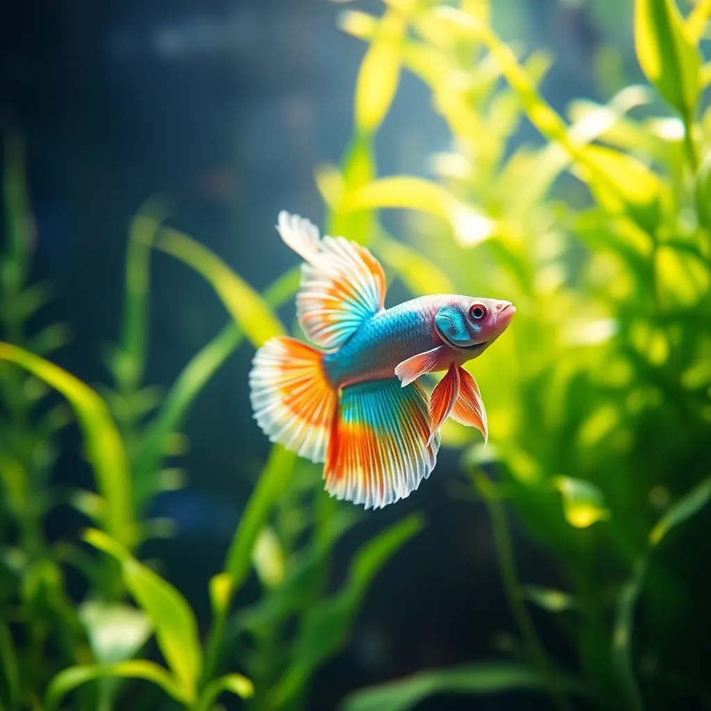 Vibrant Betta Fish Underwater Scene