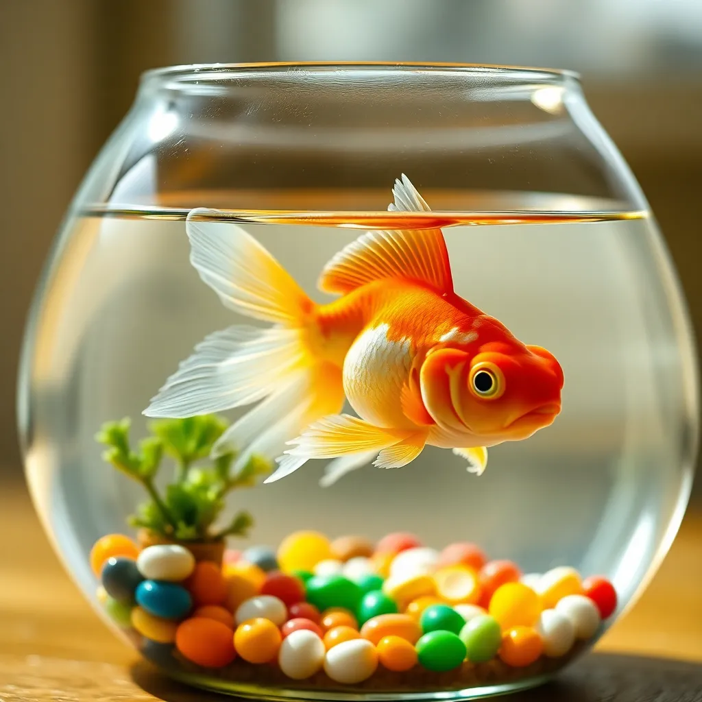 Adorable Goldfish in a Glass Bowl