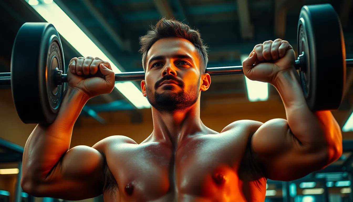 Man Lifting Weights in Modern Gym