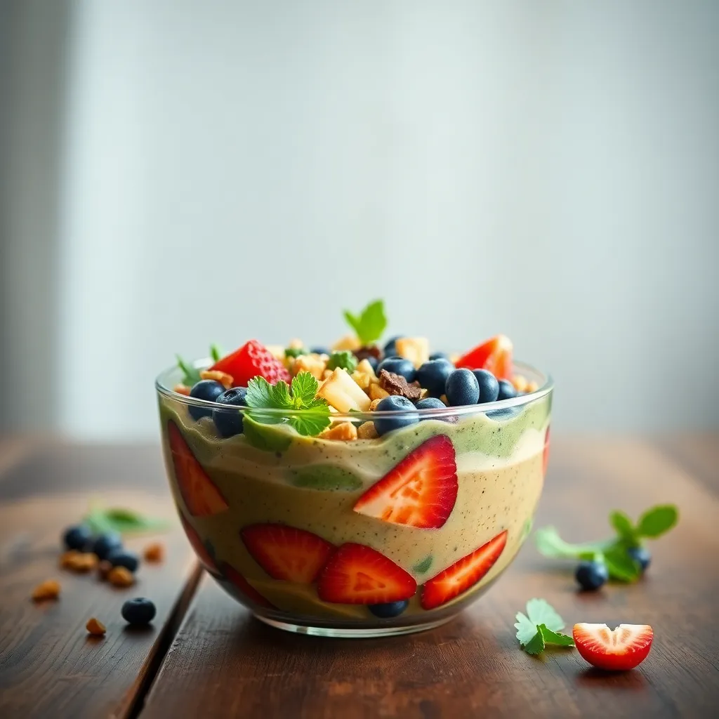 Healthy Smoothie Bowl On Rustic Table