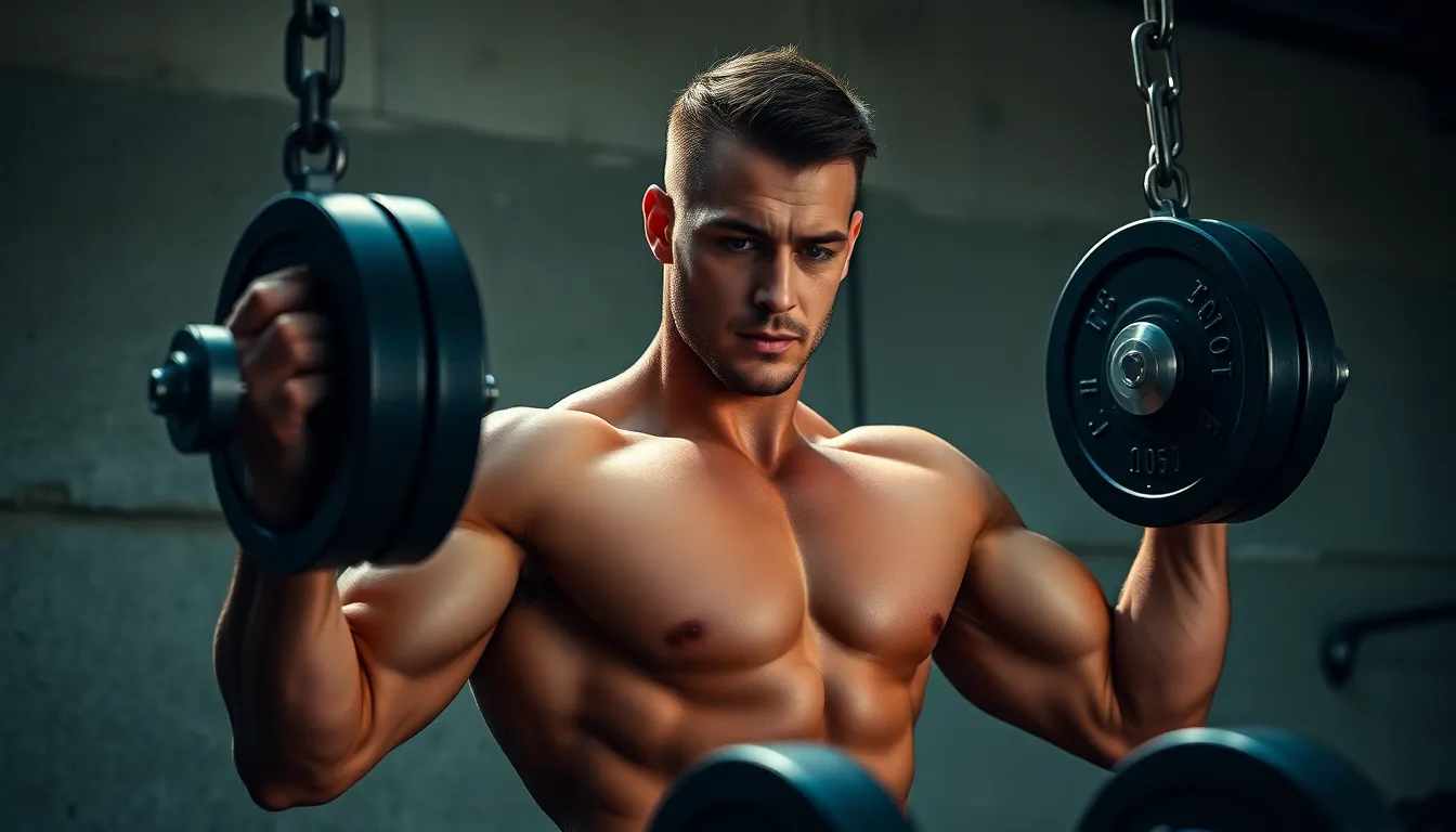 Intense Weightlifting in Studio