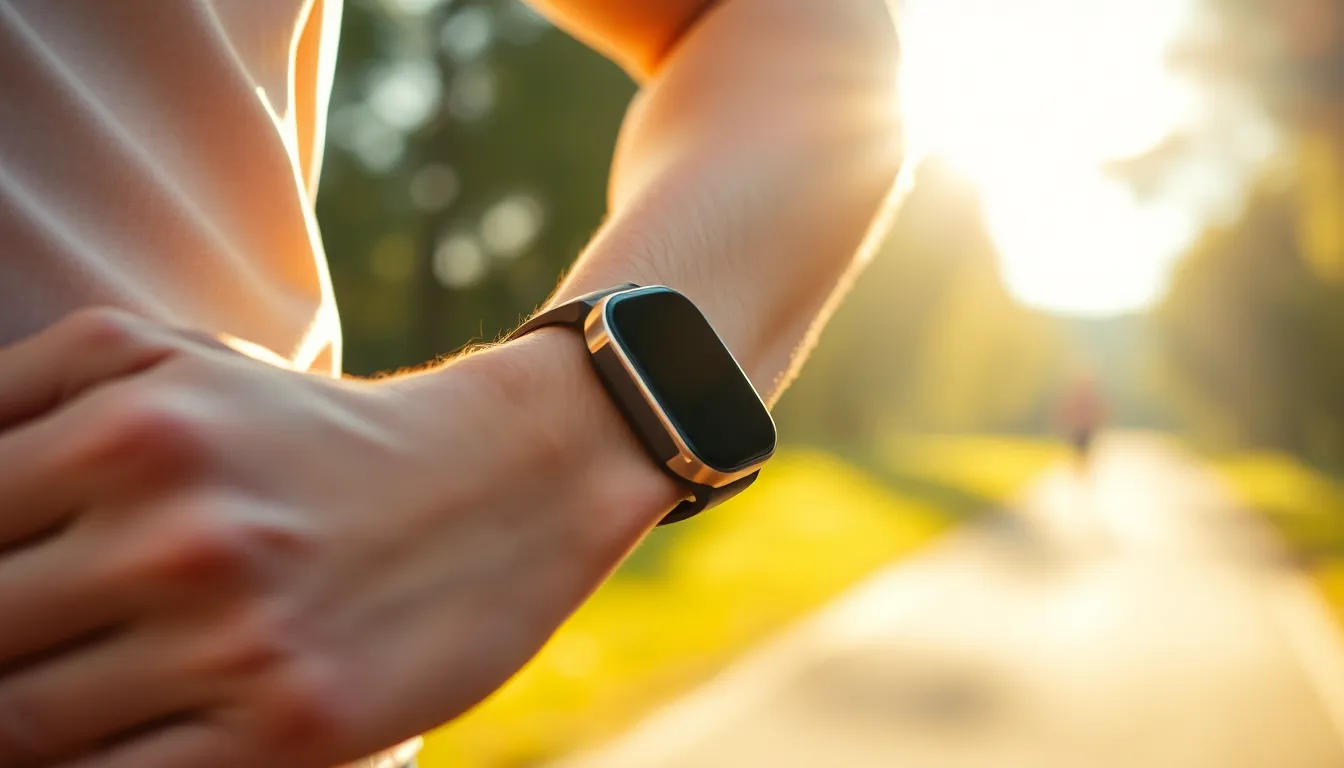 Close-Up of Fitness Tracker During Jog