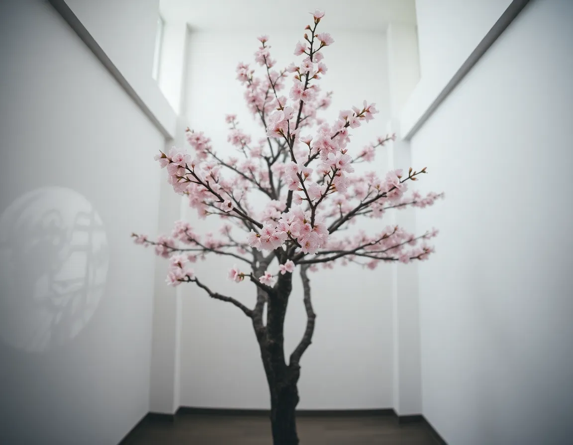 An elegantly poised white orchid stands out in a serene setting, illuminated by soft, diffused daylight. The minimalist vase and surrounding materials create an atmosphere of calm sophistication. The hyperfocal clarity captures the orchid's silky texture, while the natural muted tones enhance the tranquil mood. This composition emphasizes simplicity and beauty, making it ideal for interior design or floral arrangements.