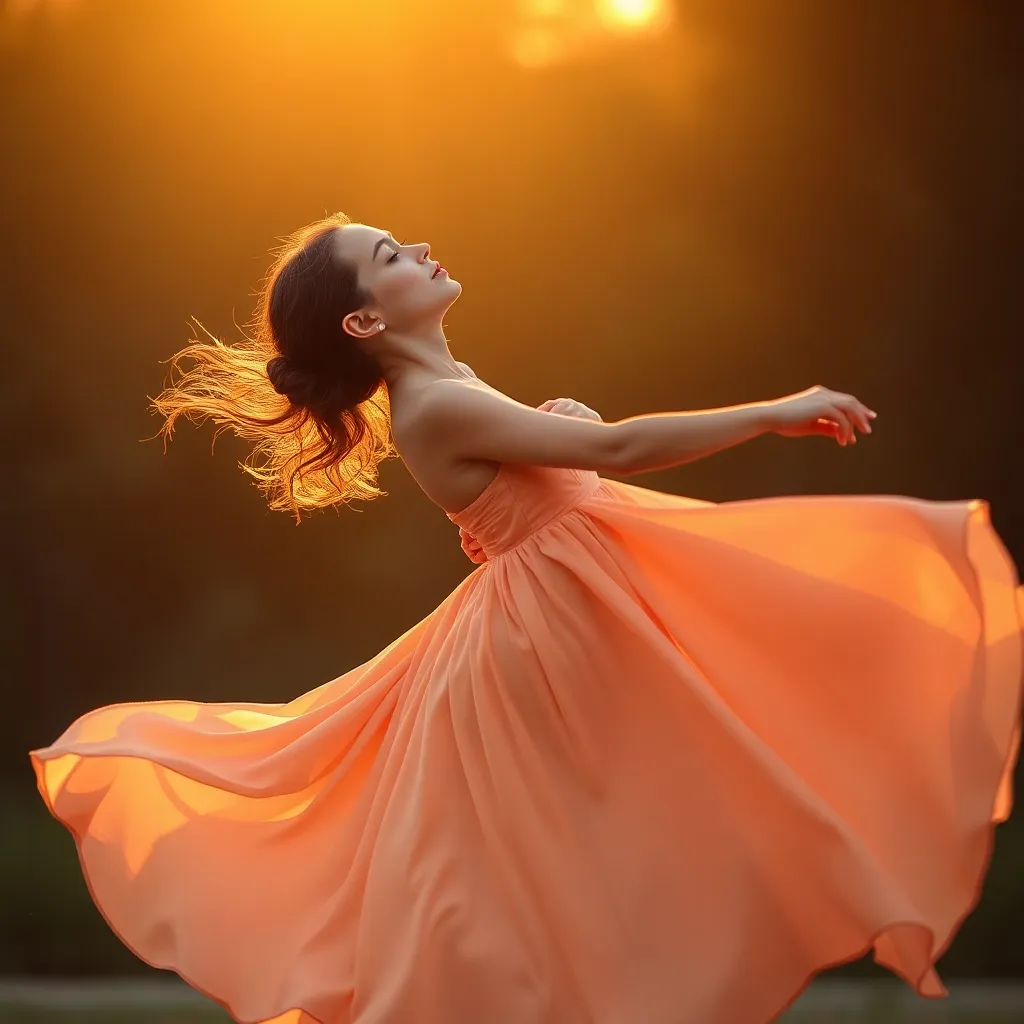 Graceful Dancer in Flowing Dress