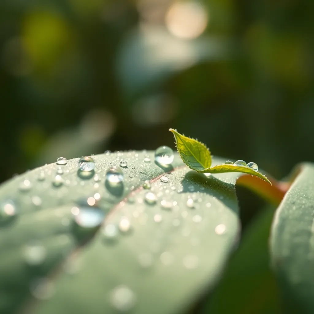 Dewy Leaves in Fog