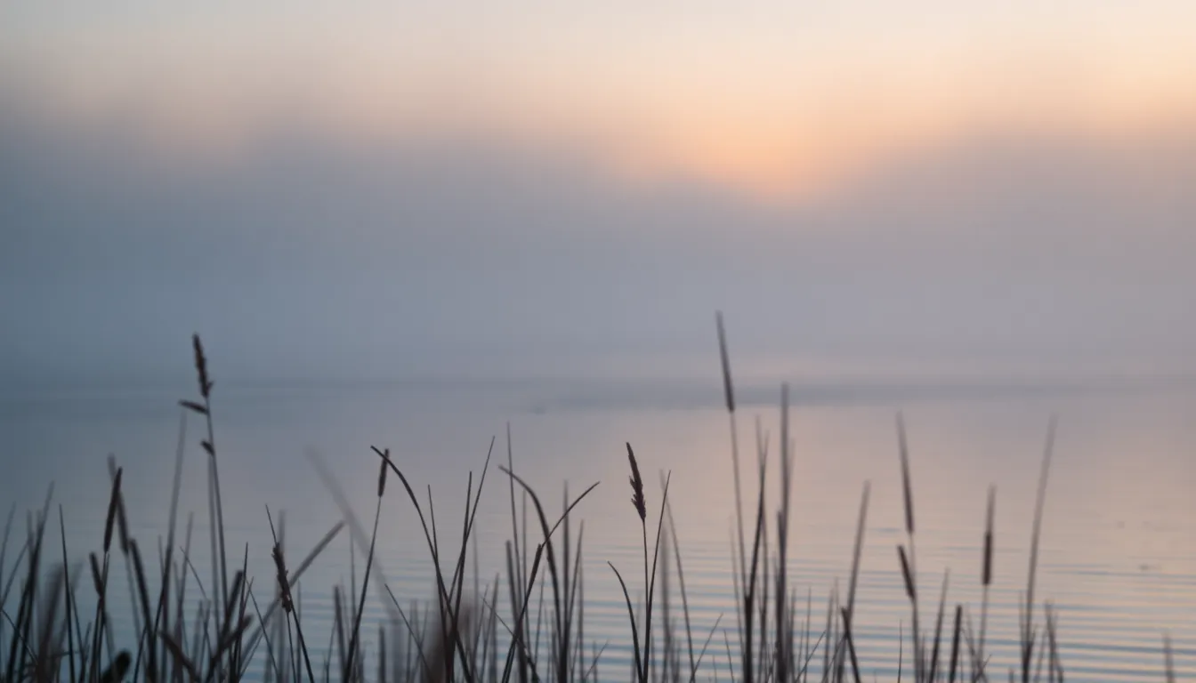 Misty Dawn Over Tranquil Lake
