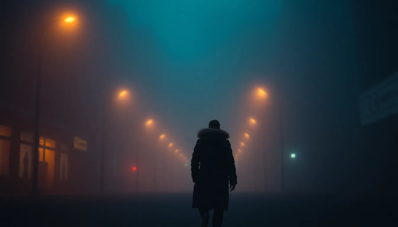 An evocative image showcasing a foggy cobblestone street in a historic neighborhood during early morning. Softly glowing street lamps create a warm ambiance, contrasting with the cool mist that envelops the buildings. The shallow depth of field emphasizes the textured cobblestones while blurring the enchanting architecture. This composition invites the viewer to explore the mysteries of the scene, evoking feelings of nostalgia.