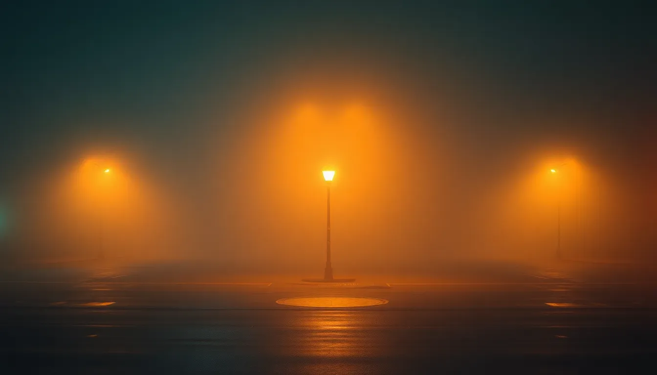 A heartwarming moment captured in a foggy park during golden hour as a couple stroll hand-in-hand. The soft backlighting creates a warm rim effect, highlighting their joy against the ethereal fog. Their cozy knitted sweaters add texture and warmth, contrasting beautifully against the blurred park backdrop. The portrait composition draws the viewer's eye into the depth of the fog, inviting a sense of romance and intimacy.