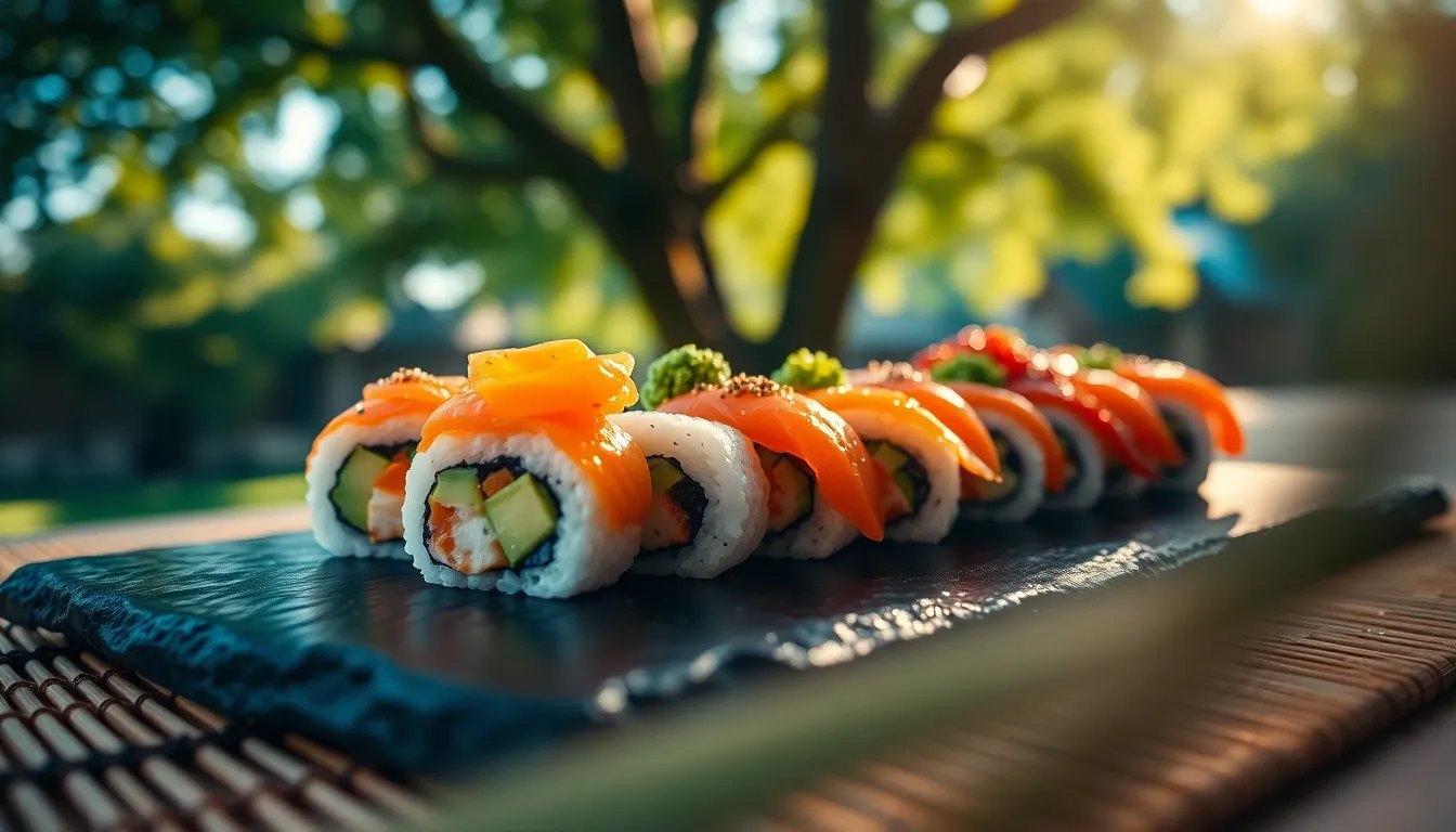 Assorted Sushi Rolls with Natural Light