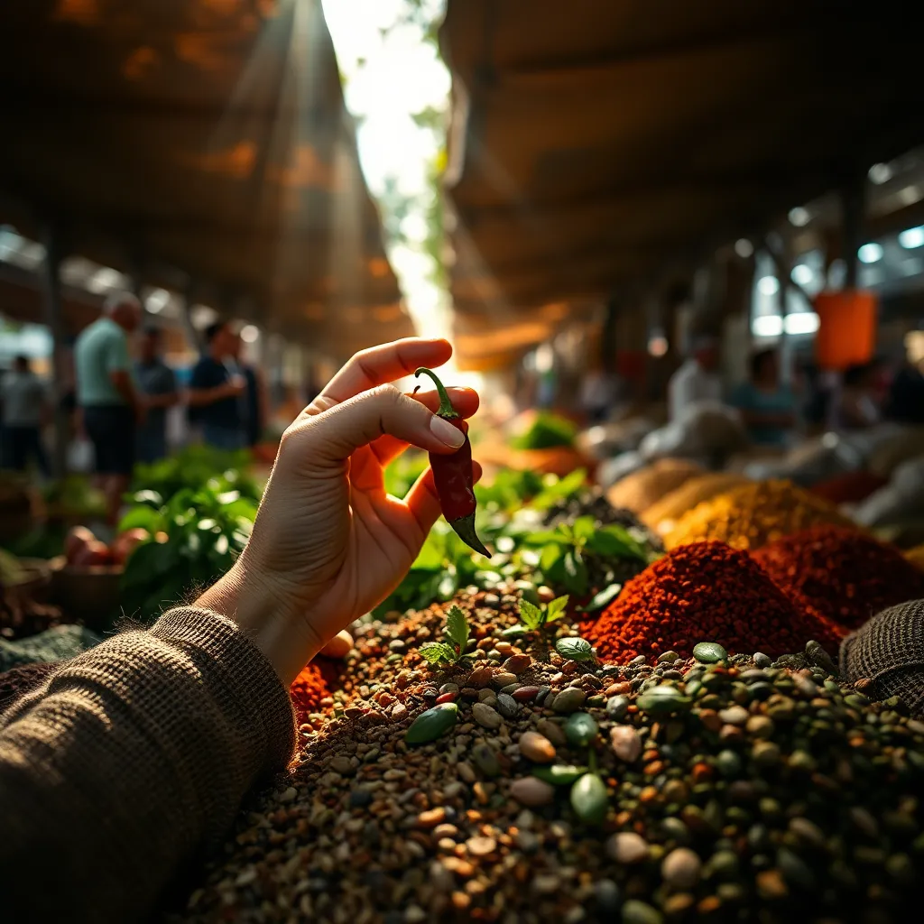 Fresh Herbs and Spices at Open-Air Market
