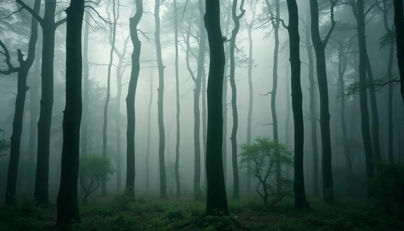 Misty Forest in Fog