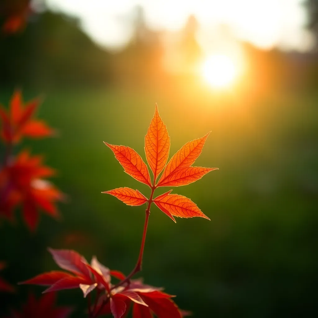 Single Maple Leaf in Golden Hour Light