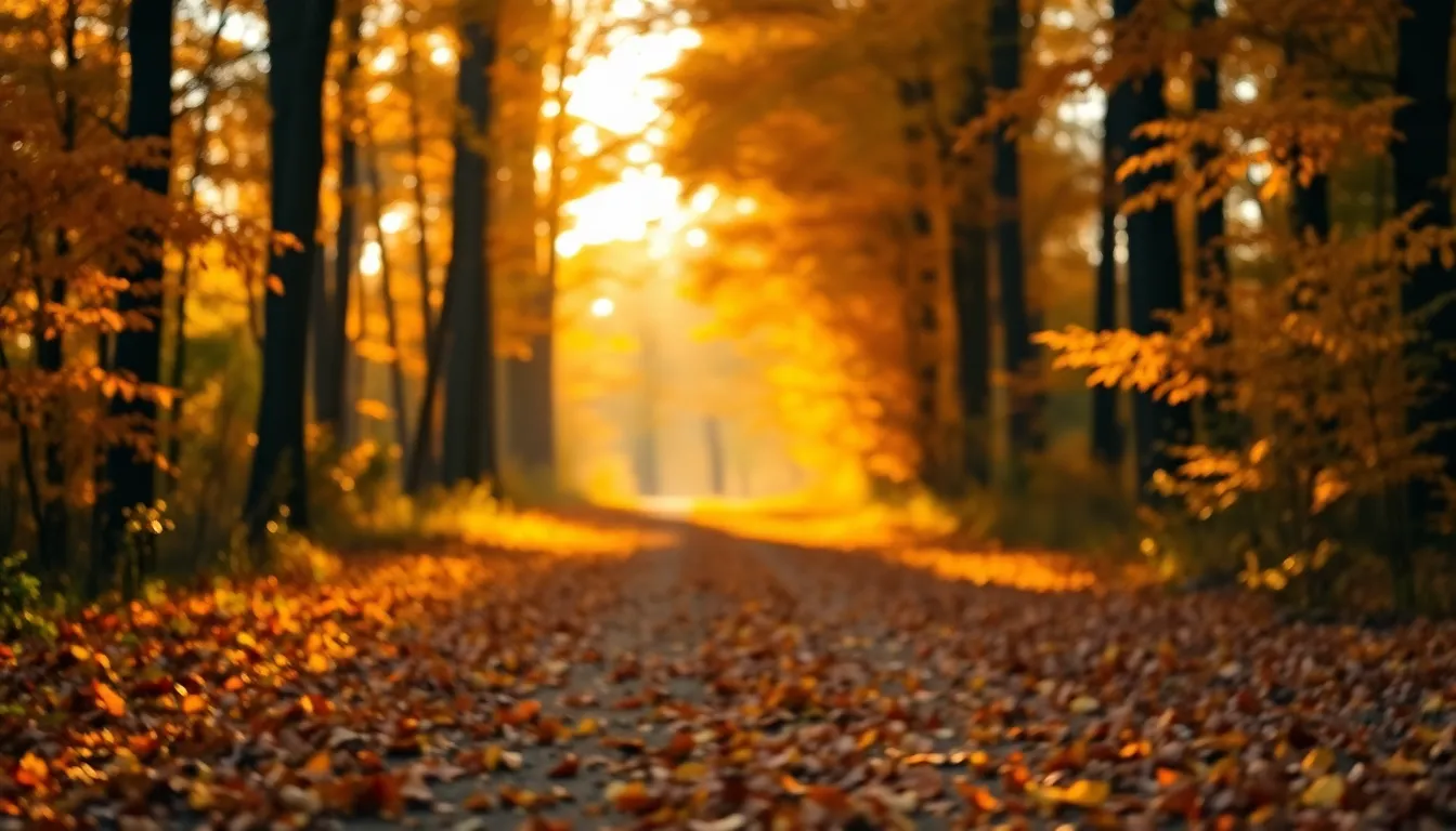 Autumn Forest Path with Colorful Foliage