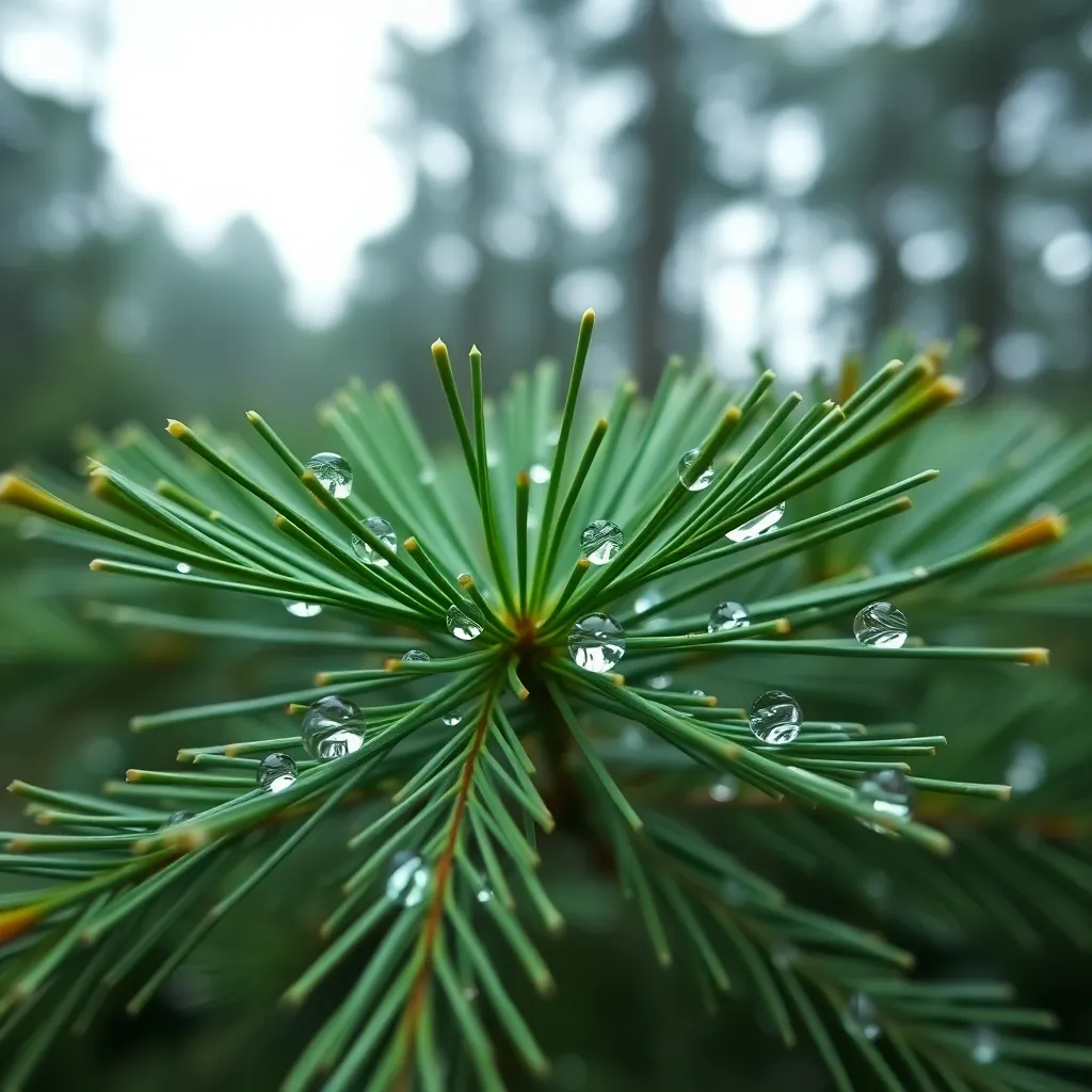 Dew-Kissed Pine Needles After Rain