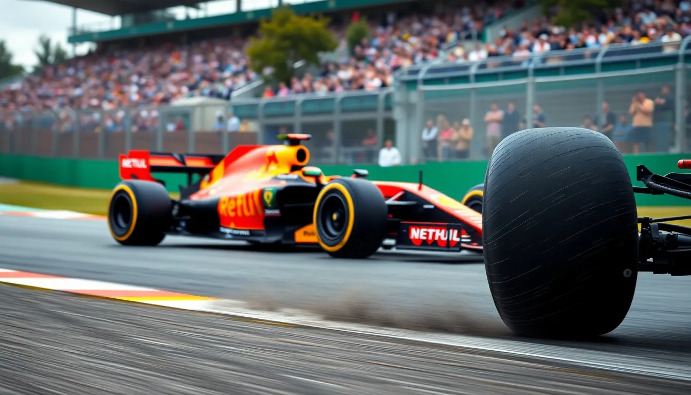 Dynamic Formula 1 Car Racing on Track