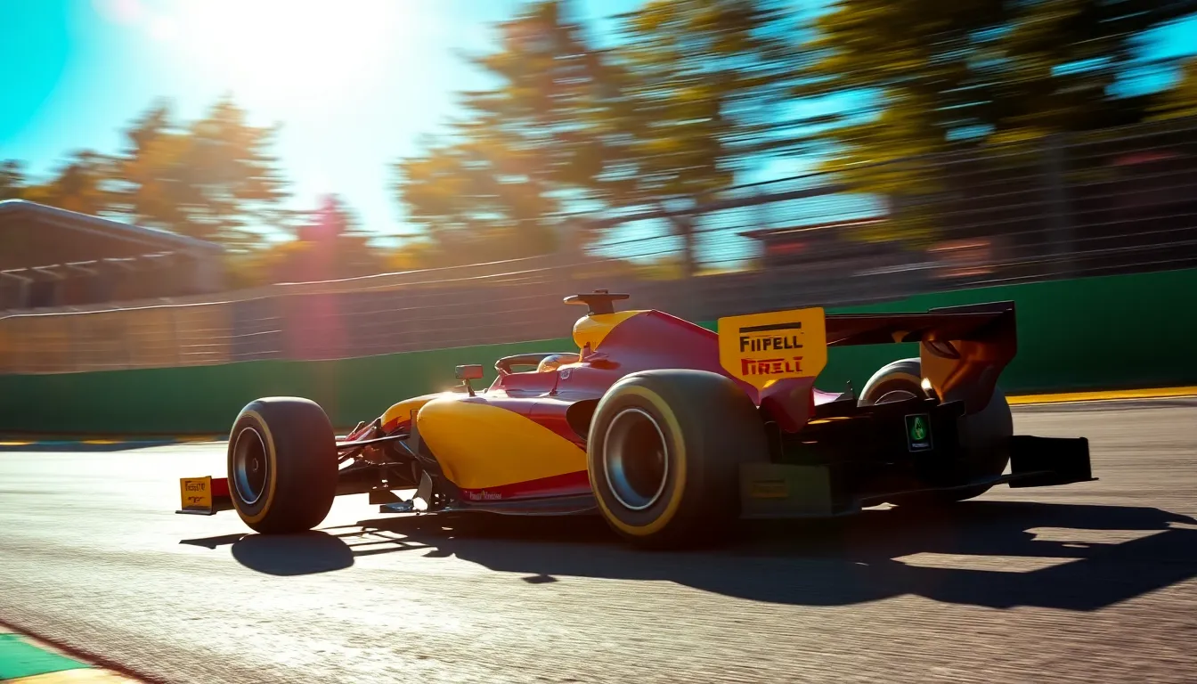 Formula 1 Car Racing Around Corner