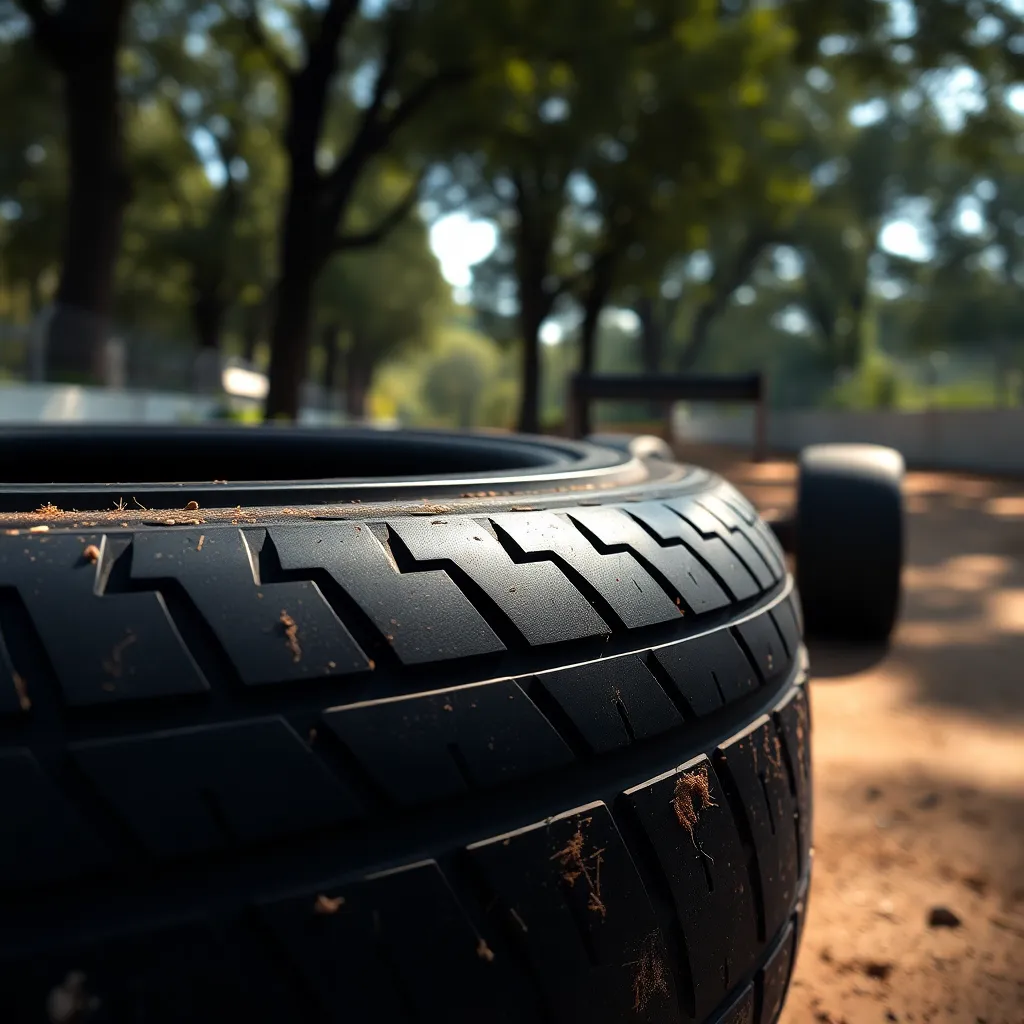 Close-Up of a Detailed Formula 1 Tire
