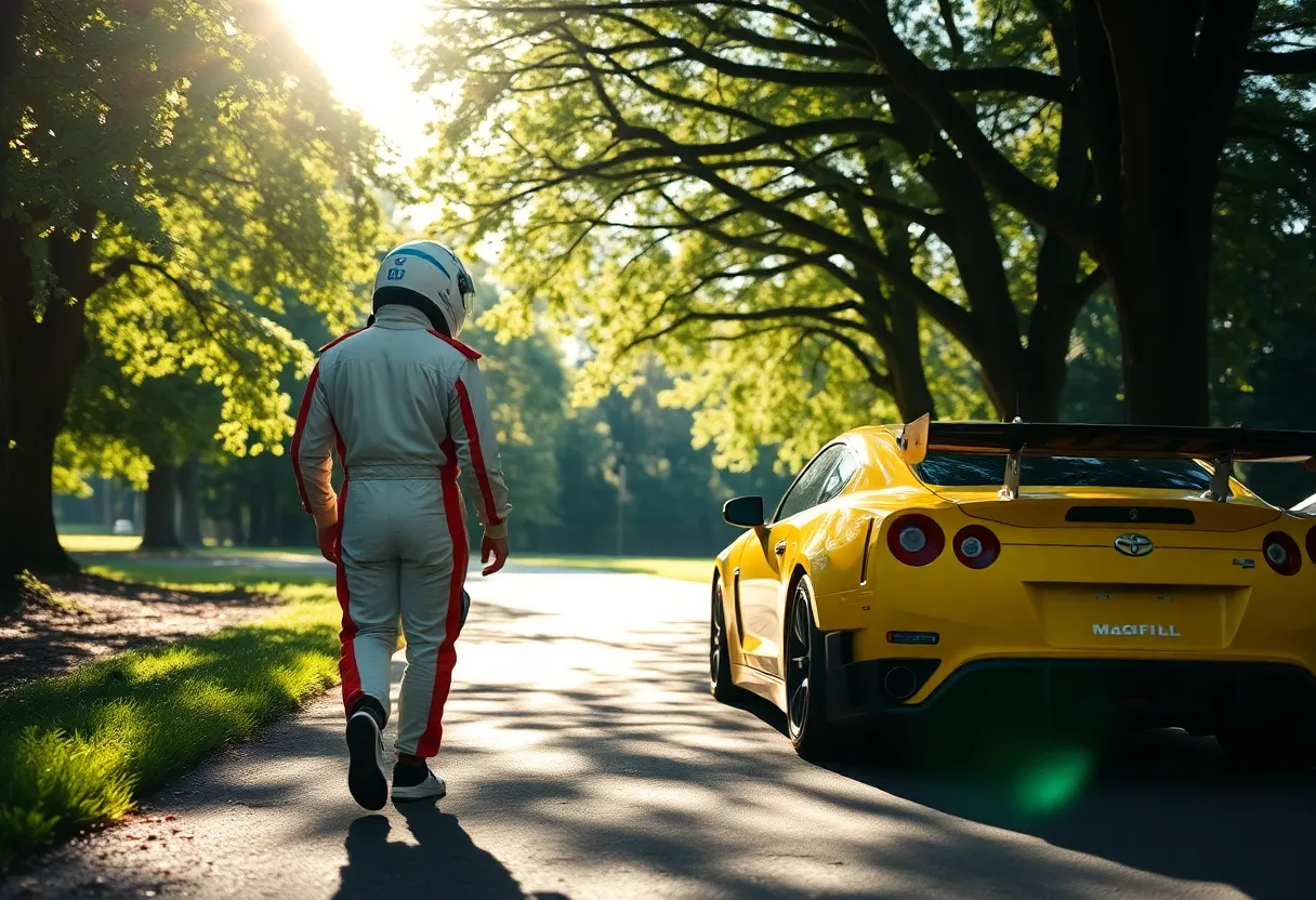 Formula 1 Driver Approaching Car