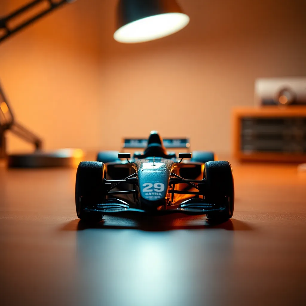 Macro Shot of a Detailed F1 Car Model