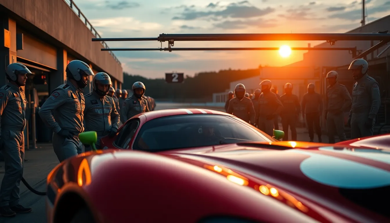 Pit Crew Preparing for Race