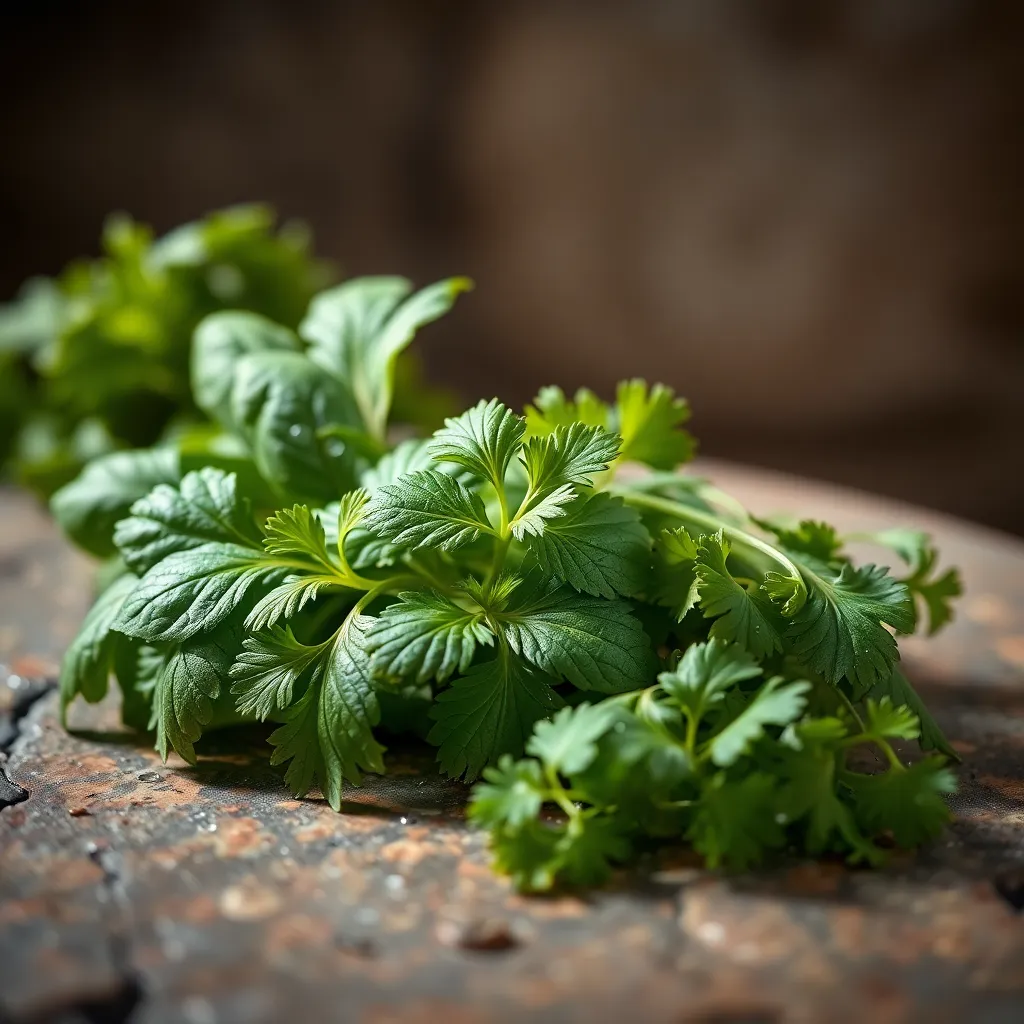 Fresh Herbs on Rustic Stone Surface