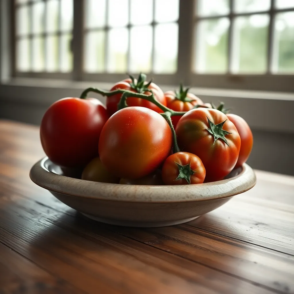 Heirloom Tomatoes on Ceramic Plate