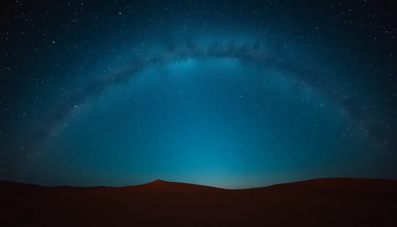 Milky Way Over Tranquil Desert Landscape