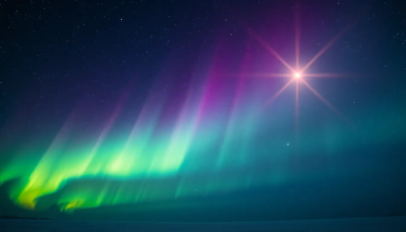 Auroras Lighting Up the Galactic Canvas