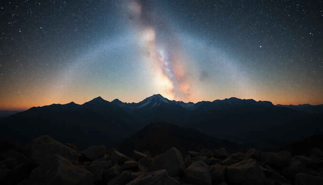 Milky Way Galaxy Above Majestic Mountains